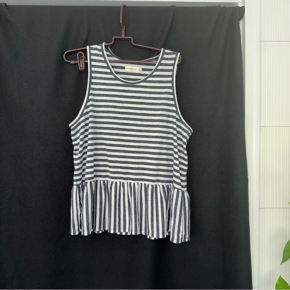 Abercrombie & Fitch Black and White Peplum Tank Top